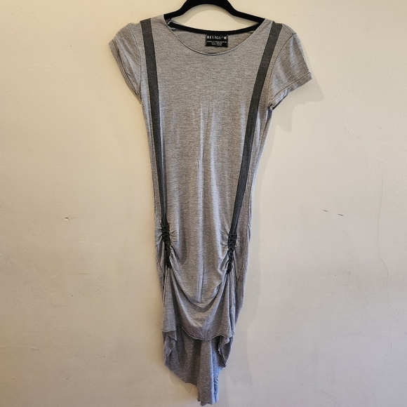 Religion Whimsigoth Distressed Gray & Black Hi-Low T Shirt Dress Size X-Small - Picture 1 of 10